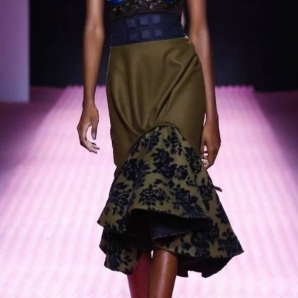 Mary Katrantzou Skirt Flocked Wool‎ Mesh Midi Sz 4